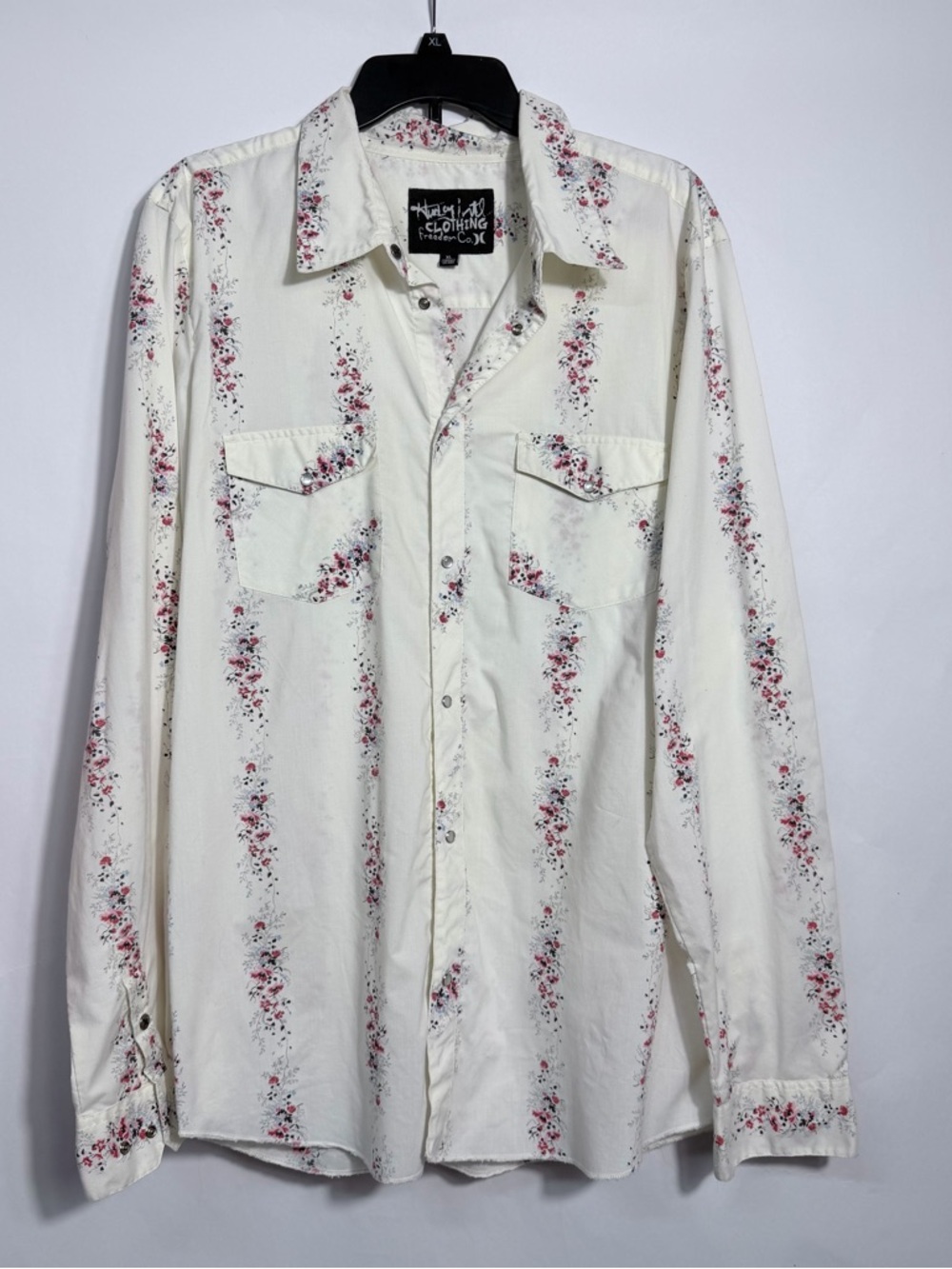 Hurley Intl Freedom Co Floral Western Snap Button Shirt XL Coastal Cowboy Y2K‎